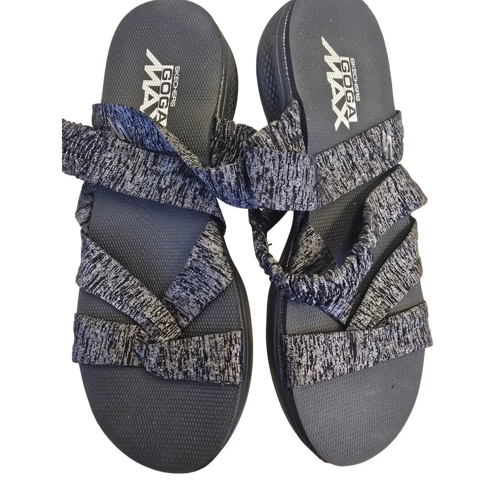Skechers On-The-Go 600 Goga Max Womens Sandals Black‎ Grey 14682 BKGY Size 7 - Picture 2 of 5